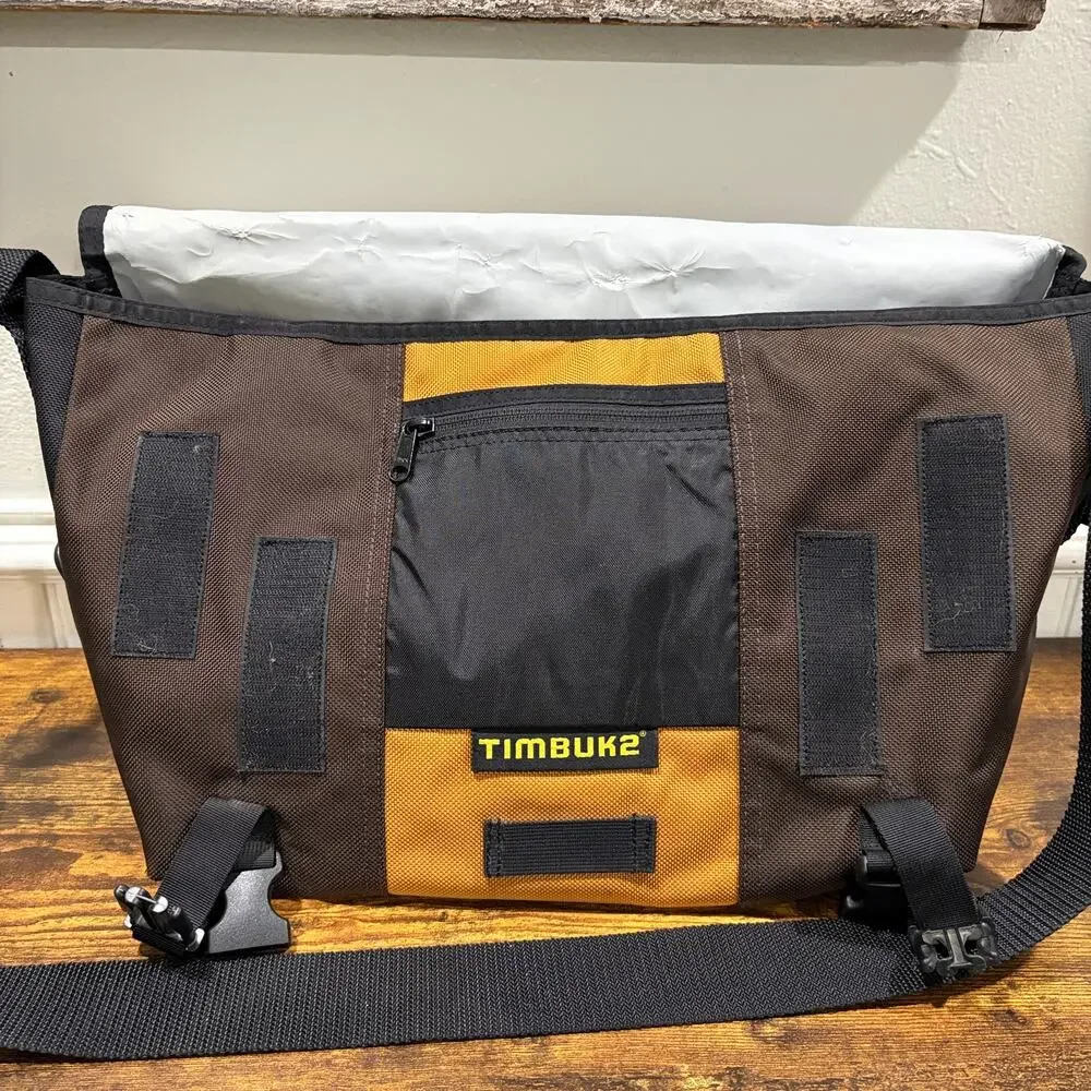 Timbuk2 Classic Laptop Messenger Bag Tri-Color Medium Brown Mustard Yellow